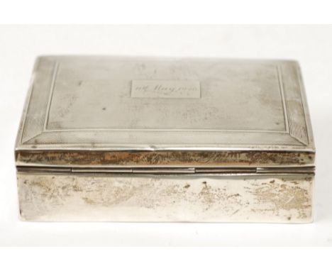 SILVER ENGINE TURNED TABLE CIGARETTE BOX, 5" (12.7cm) wide, Birmingham 1945, 8oz (weighted) 