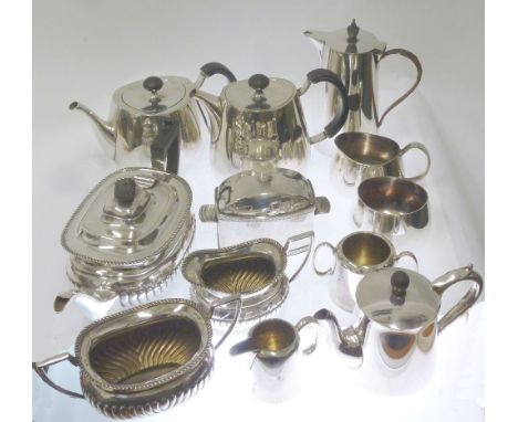 1950's WALKER AND HALL ELECTROPLATED FOUR PIECE TEA AND COFFEE SERVICE, a 1930's ELECTROPLATED TEA CADDY, an early TWENTIETH 