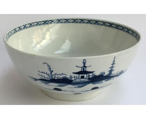 A Worcester porcelain bowl, c.1770,&nbsp; blue and white 'cannonball' pattern, 23.5cmD