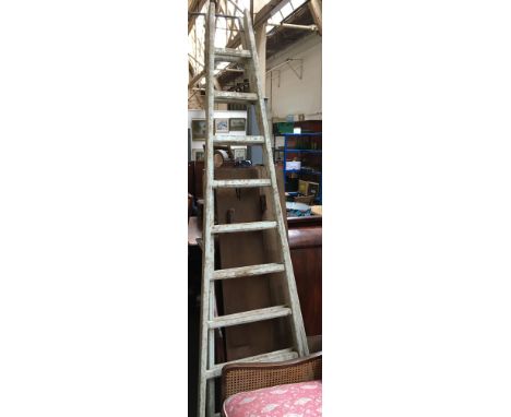 A vintage wooden folding step ladder, approximately 2.5mH 