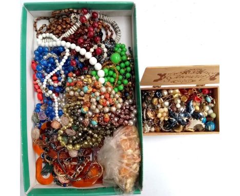 Mixed lot of costume jewellery, mostly beads to include, hardstone, shells, ceramic, etc 