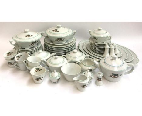 A 'Victoria' complete dinner service to include meat plates, dinner plates, side plates, several teapots, cups, saucers, pepp