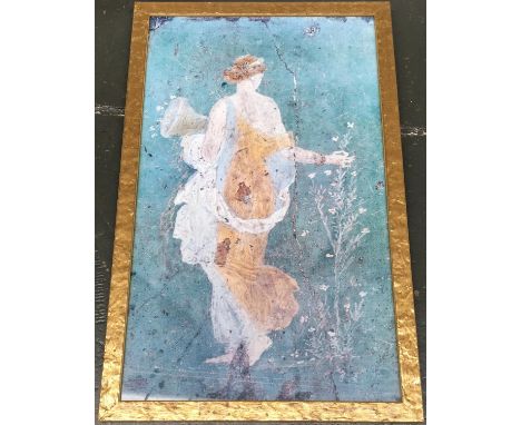 A framed photographic print of an ancient Roman wall mural of 'Flora, Goddess of Spring', 99x58.5cm