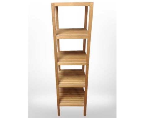 A five-tier open shelf.