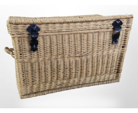 A wicker hamper, width 71cm.