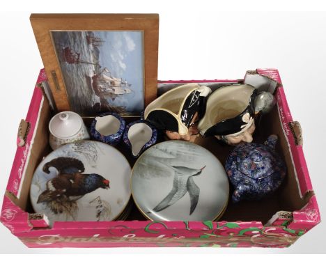 A Ringtons Chintz tea set, together with two Royal Doulton character jugs, Long John Silver and Captain Henry Morgan, a group