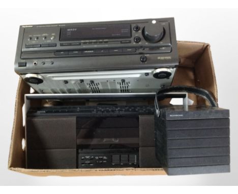 A Technics stereo-receiver SA-EX510, together with a Bang and Olufsen Beosystem 10 and a Scansonic speaker (no leads). (1 box