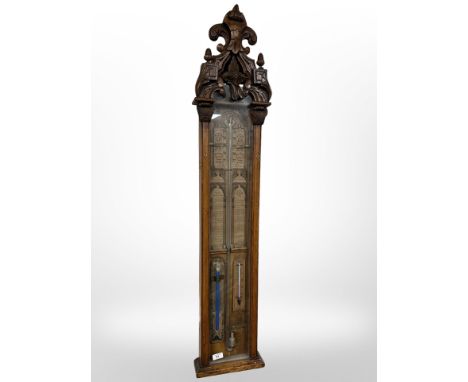 A Victorian oak Admiral Fitzroy's barometer, length 125cm.