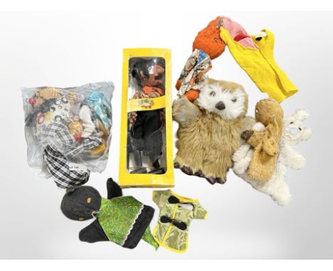 A Pelham Puppet, The Matador, in box, together with two further Pelham Puppets and a collection of finger puppets including S