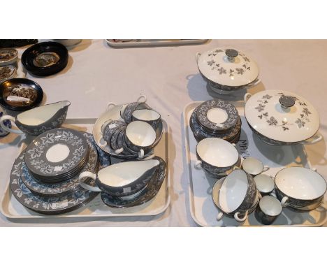 A Wedgwood Moselle 6 setting dinner and tea service in grey approx 60 pieces 