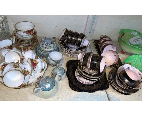 A 1950's Tuscan china part tea service, 41 pieces approx.; a Royal Albert Old Country Roses part tea set, 21 pieces approx 