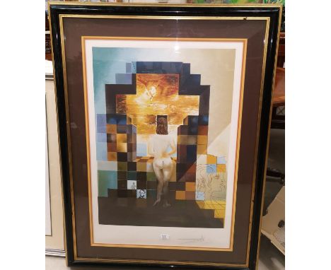 Salvador Dali:  colour lithograph with nude female, signed in pencil, No E70/350, signed in pencil, 80 x 58 cm, framed and gl