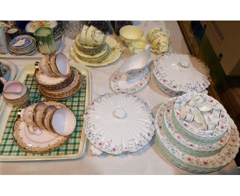 A Spode "Spring Garden" part dinner service, 30 pieces approx.; a Crown Staffordshire Art Deco 19 piece part tea set; an Ayns