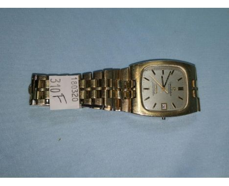 A 1970's gents Omega Constellation automatic chronometer in gold plated case with link bracelet, date window (winder missing)