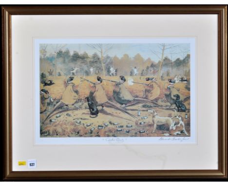 After Alexander Charles Jones - "Cocks Only", a humorous colour lithograph, limited edition, signed and inscribed in pencil.