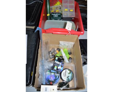 A large quantity of miscellaneous coarse fishing tackle boxes; floats; fishing lines; scales; and sundries.