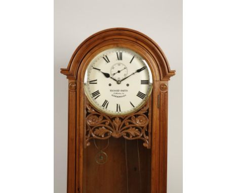 RICHARD SMITH, SCARBOROUGH: AN EIGHT DAY REGULATOR STYLE LONGCASE CLOCK, the dial with subsidiary seconds dial, in a golden o