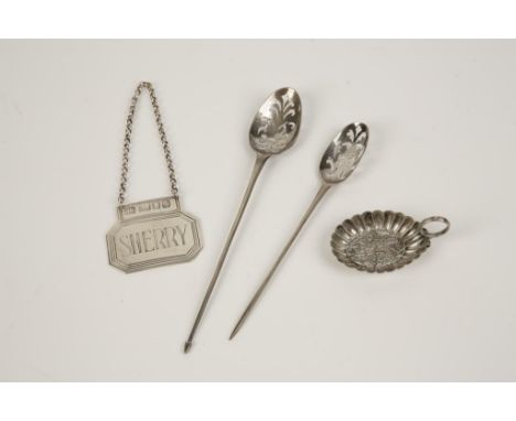 A GEORGE III CADDY SPOON with loop handle, the fluted oval bowl inset with a filigree panel, by Joseph Willmore, Birmingham 1