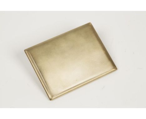 DUNHILL: A 9CT YELLOW GOLD CIGARETTE CASE, with allover engine turned decoration, hallmarked to the interior, c. 13cm wide, c