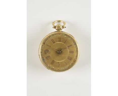A GENTLEMANS 18CT YELLOW GOLD OPEN FACED POCKET WATCH, the gilt dial with Roman numerals, the fusee movement inscribed "Widdo