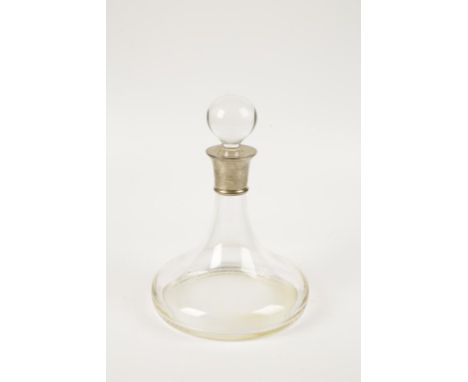 A SILVER MOUNTED "SHIPS" DECANTER of tapering circular form with a round ball stopper and silver collar, Sheffield 2003, reta