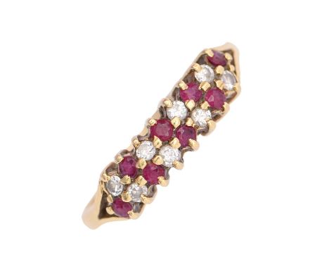 A ruby and diamond ring, in 18ct gold, Birmingham, date letter obscured, c1990, 3.4g, size Q  Good condition