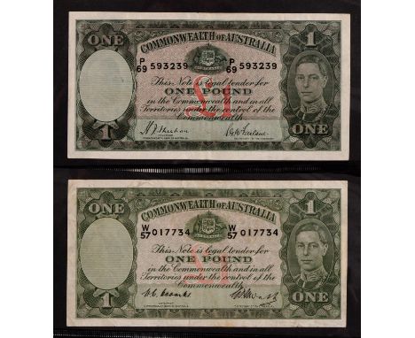 Australia, Pound Notes, George V, 1927, K/11, washed VF; 1933-8 L/38 EF; George VI, H/5, H/44, K/33, P/69, W/57, W/91 (2), X/