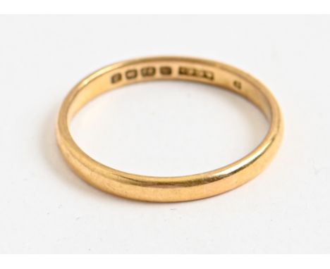 A 22ct gold wedding ring, Birmingham 1933, 3.3g, size Q  Light wear scratches