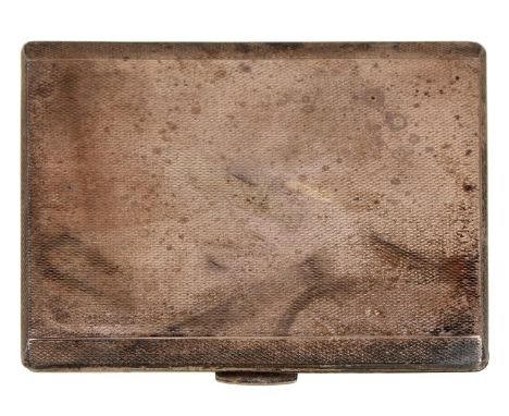 A George VI silver cigarette case, engine turned, 10cm, by Frederick Field Ltd, Birmingham 1939, 4ozs 16dwts  Good condition