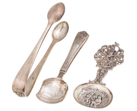 Coronation, 1937. A pair of commemorative silver sugar tongs, engraved Presented by Lord &amp; Lady Daresbury, by The Goldsmi
