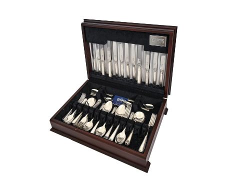 An Elizabeth II silver table service for eight, including silver hafted table and cheese knives, by Harrods Ltd, Sheffield 19