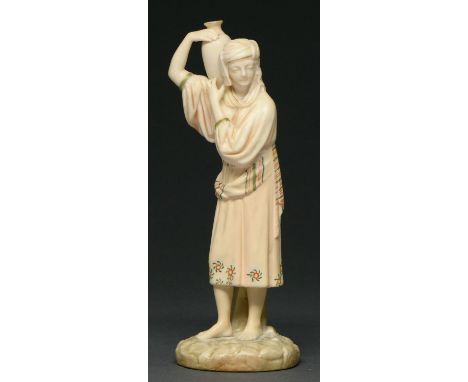 A Royal Worcester figure of an Eastern water carrier, 1887, designed by James Hadley, 21cm h, impressed and printed marks  Pr