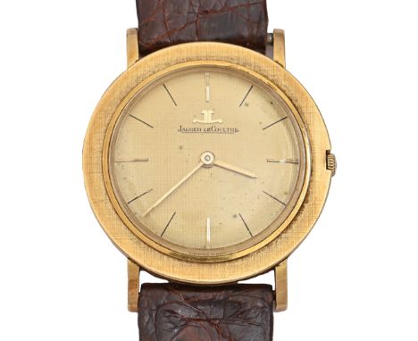 A Jaeger LeCoultre 18ct gold gentleman's wristwatch, 33mm diam, numbered on case back 991459, on crocodile hide strap with ma