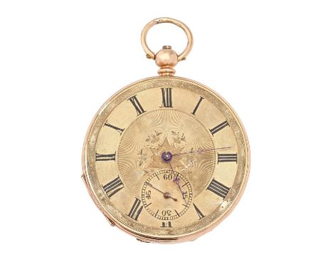 A Swiss gold lever watch, late 19th c,&nbsp; the silvered three quarter plate movement engraved Compensated Balance, with mil
