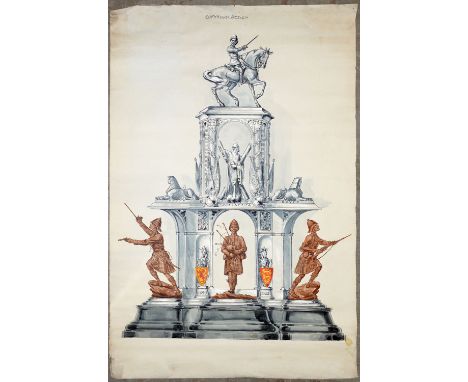 English School, early 20th c - Boer War Memorial Design,&nbsp;inscribed&nbsp;COPYRIGHT DESIGN,&nbsp;watercolour and gouache o