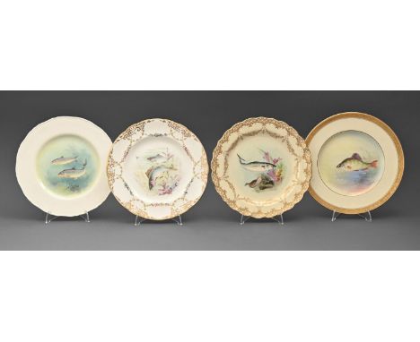 Three Royal Worcester ichthyological plates, early 20th c, painted by T Harris or W H Austin, signed, with fish in limpid wat