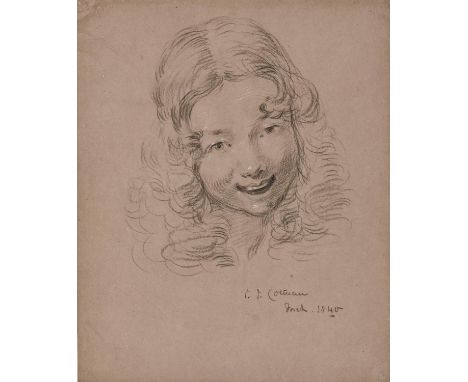 John Sell Cotman (1782-1842) - Portrait of John Joseph Cotman, signed, black and white chalk on coloured paper, 38 x 28cm and