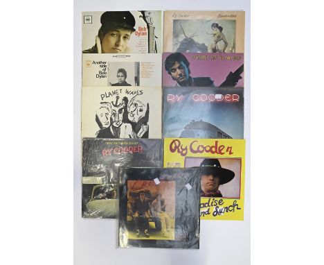 Vintage vinyl LP records. Nine albums, to include Bob Dylan and Ry Cooder