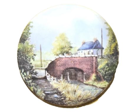 A n outside decorated Worcester or other English&nbsp; porcelain plaque, late 20th c, painted by Francis Clark, signed, with 