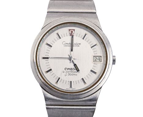 An Omega stainless steel gentleman's wristwatch, Constellation Chronometer Electronic, 36mm, maker's bracelet and deployant b