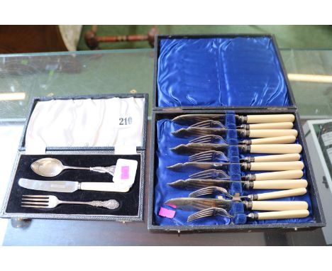 Silver Christening set with Spear &amp; Jackson Stainless steel blade and a boxed Fish Knife and fork set 