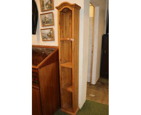 Tall Narrow Pine 4 Shelf Bookcase with domed top 