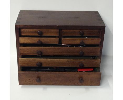 Vintage engineers wooden multi-drawer tool chest and contents. Collection only. 