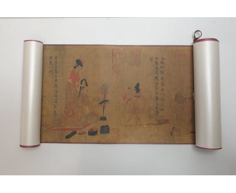 Large Chinese scroll, approx 4m / 13ft long. Shipping Group (A). 