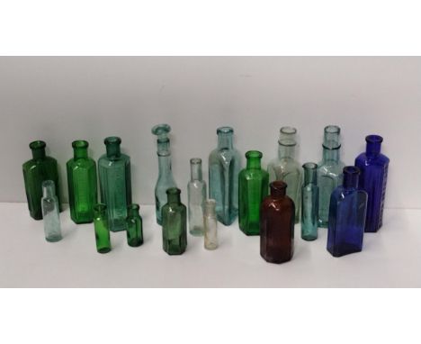 Quantity of vintage coloured glass bottles. Collection only. 