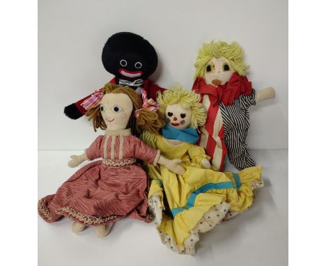4 rag dolls. Shipping Group (A).These items are listed on the basis they are illustrative of a bygone culture in which there 