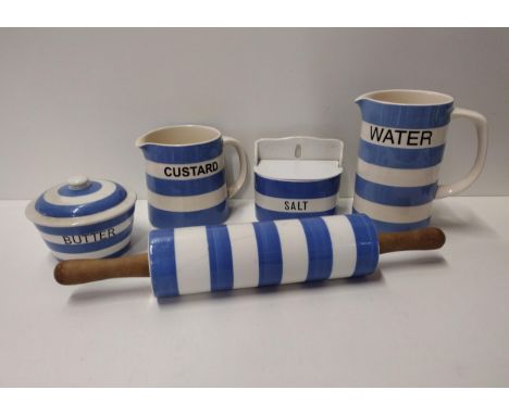 T.G Green Cornishware including large rolling pin,&nbsp; jugs, etc. Collection only. 