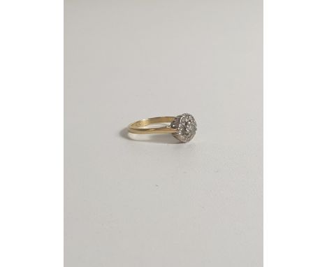 Hallmarked&nbsp;18ct yellow gold and diamond set ring, size R. Shipping Group (A). 