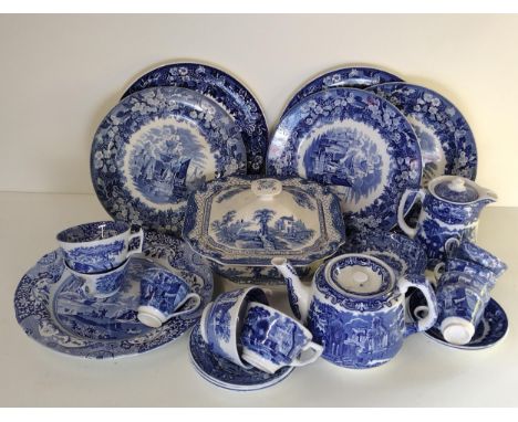 Blue and white pattern chinaware to include Spode and Wedgewood. Collection only. 