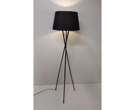 Contemporary tripod floor lamp with black shade. Collection only. 